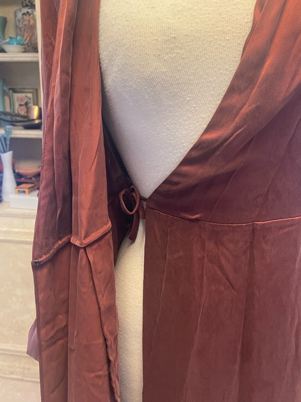 Reiss Designer 100% Silk Robe SMALL Coquette Maxi Long Mulberry Color Luxury - Picture 7 of 11